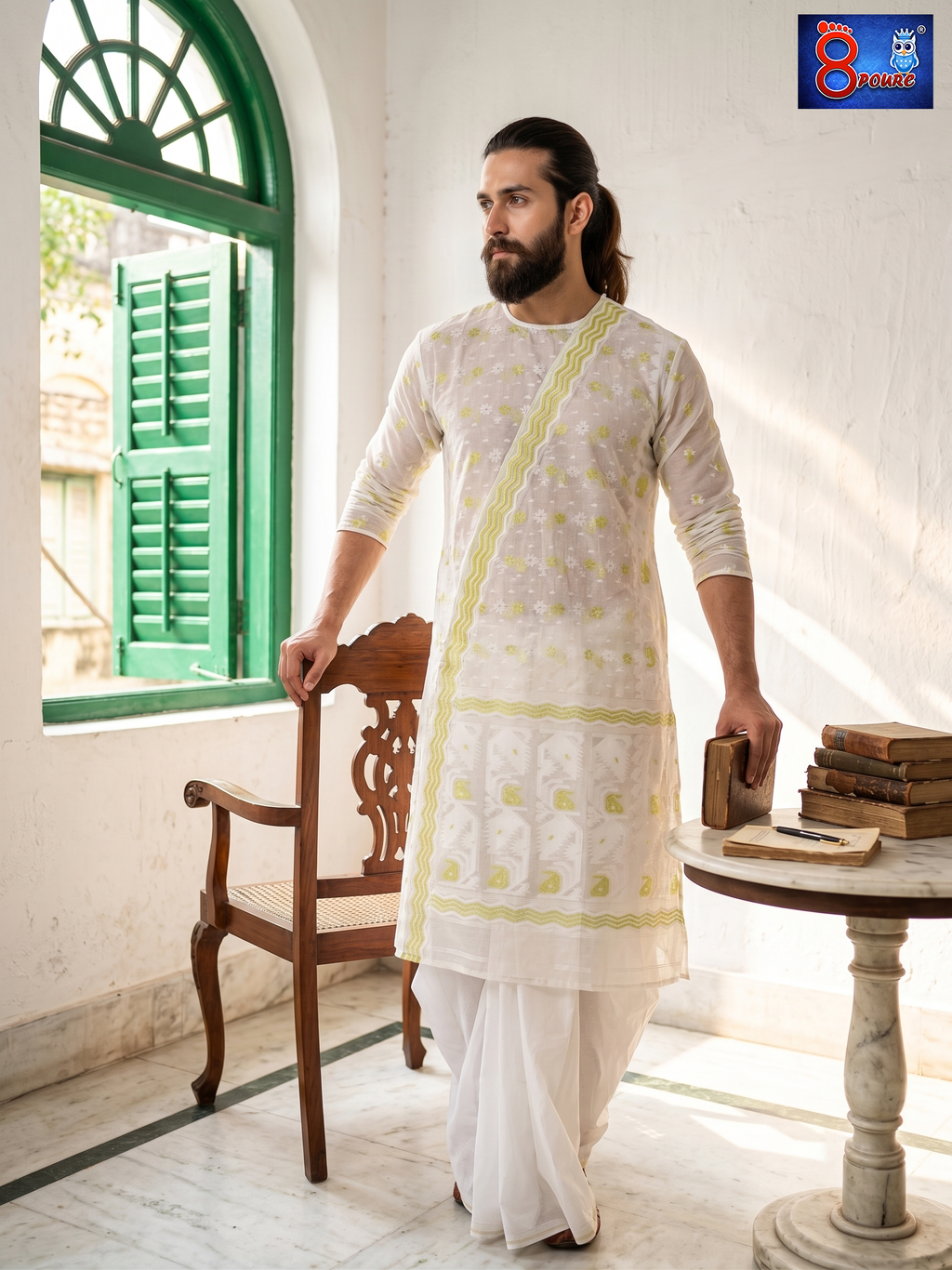 Woven Jamdani Kurta For Men