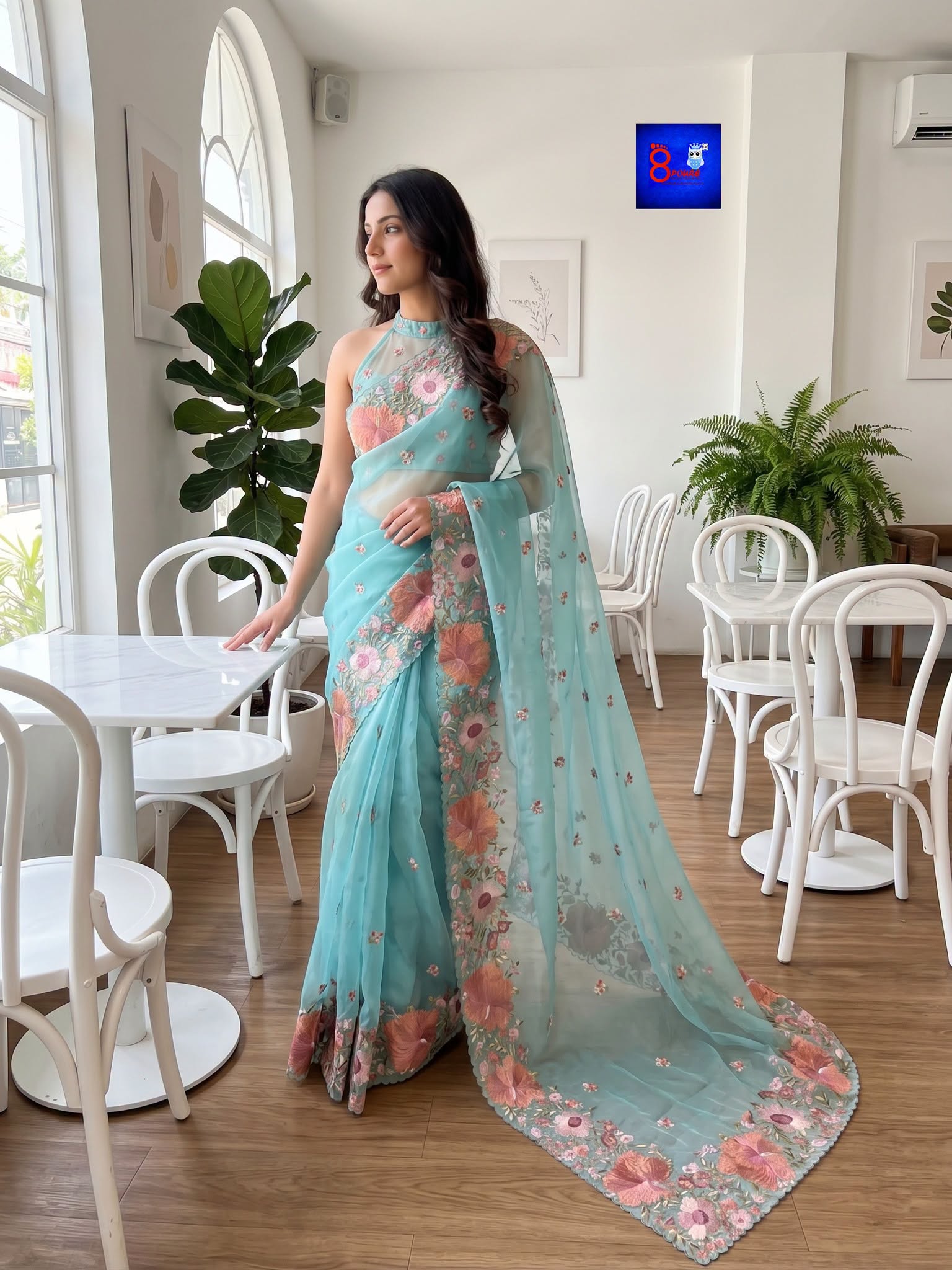 Pure Organza Parshi Embroidered Saree