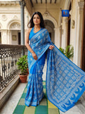 Blended Bangalore Silk Kantha Saree - Firoza Blue