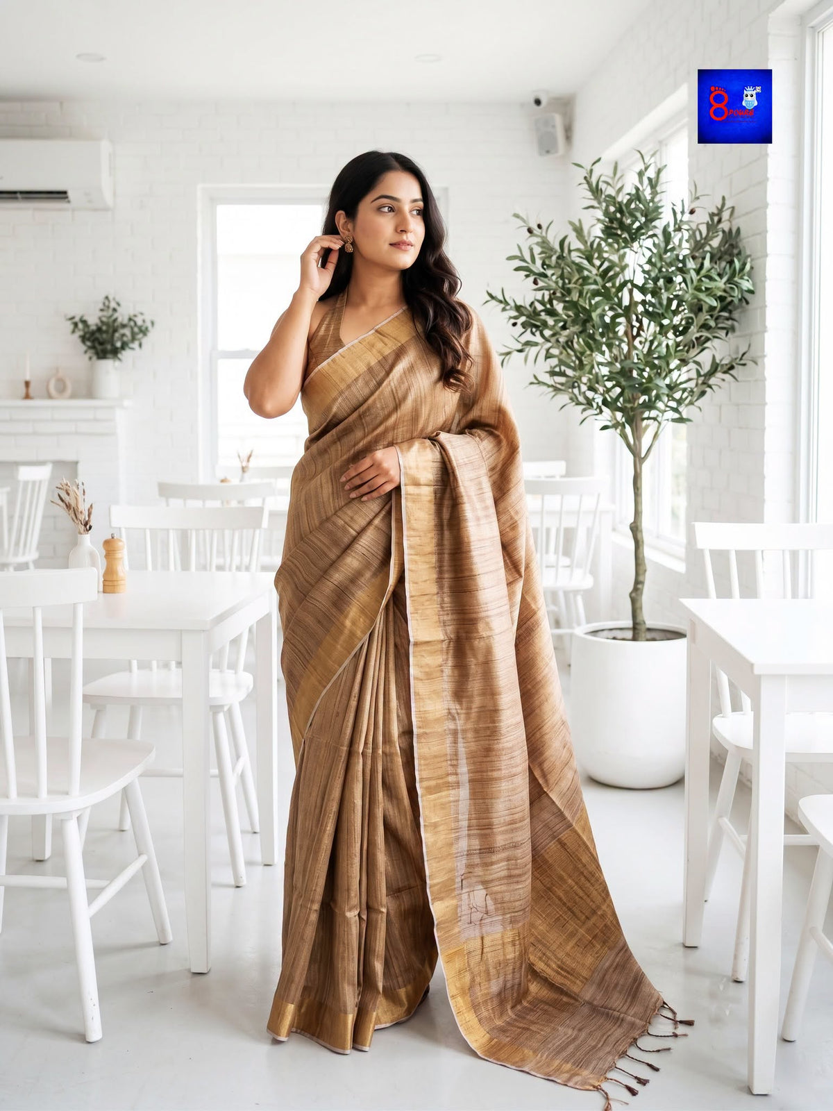 Pure Tussar Saree (Silk Mark certified) - Bronze Gold
