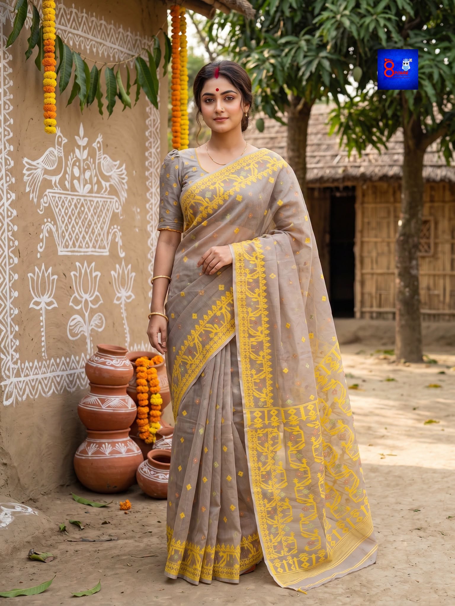 Pure Cotton Jamdani Saree with Blouse Piece