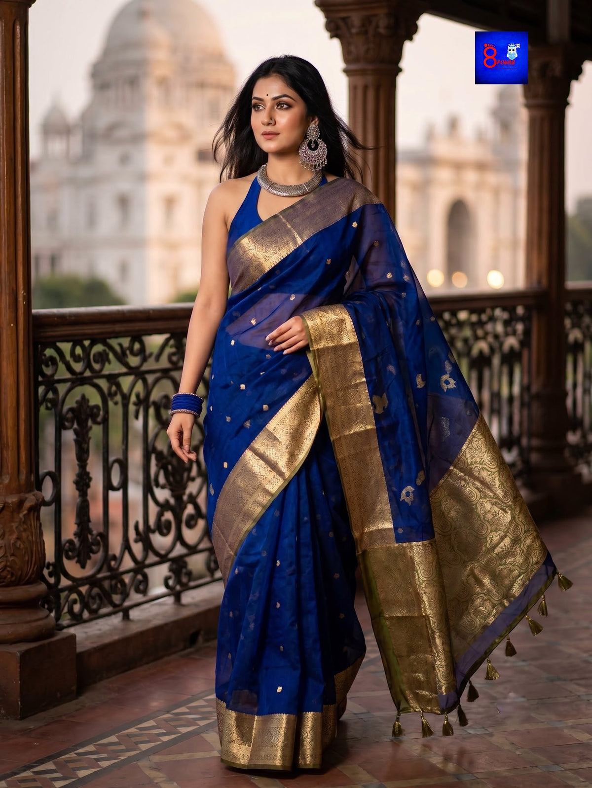 JamBanaras Saree - Navy Blue