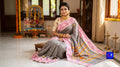 Cotton Lambani with Jamdani Border Saree - Grey & Pink