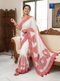 Georgette Chikankari Saree - Red Paisley