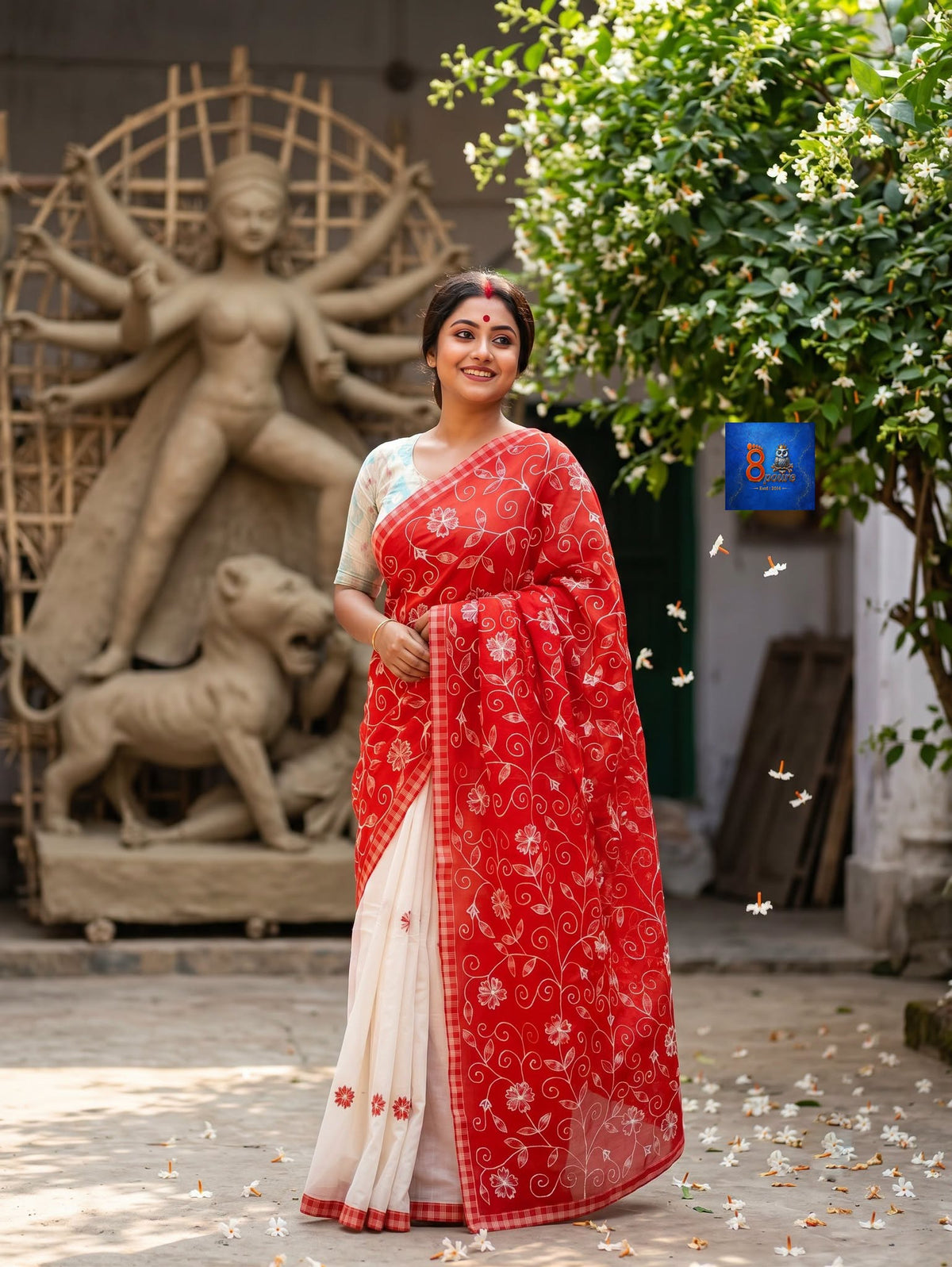 Pure Cotton Gamcha Applique Saree
