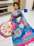 Pure Cotton Glittering Canvas Saree - Owl Story