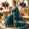 Stone Work Zardozi Tissue Georgette Saree