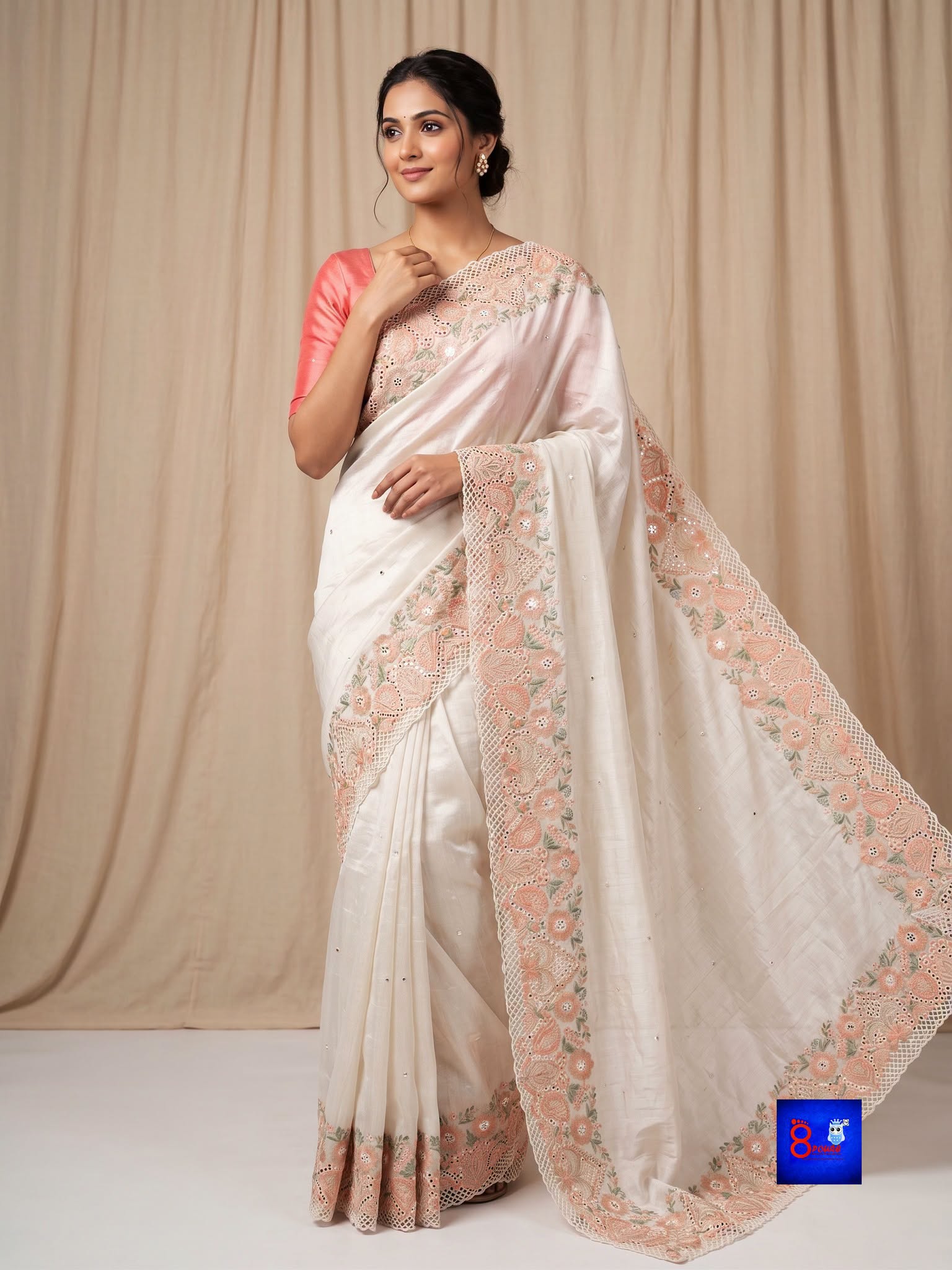 Pure Chiffon Tissue Exclusive Embroidery Saree