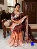 Chiffon Tissue Chikankari Parshi Embroidered Saree