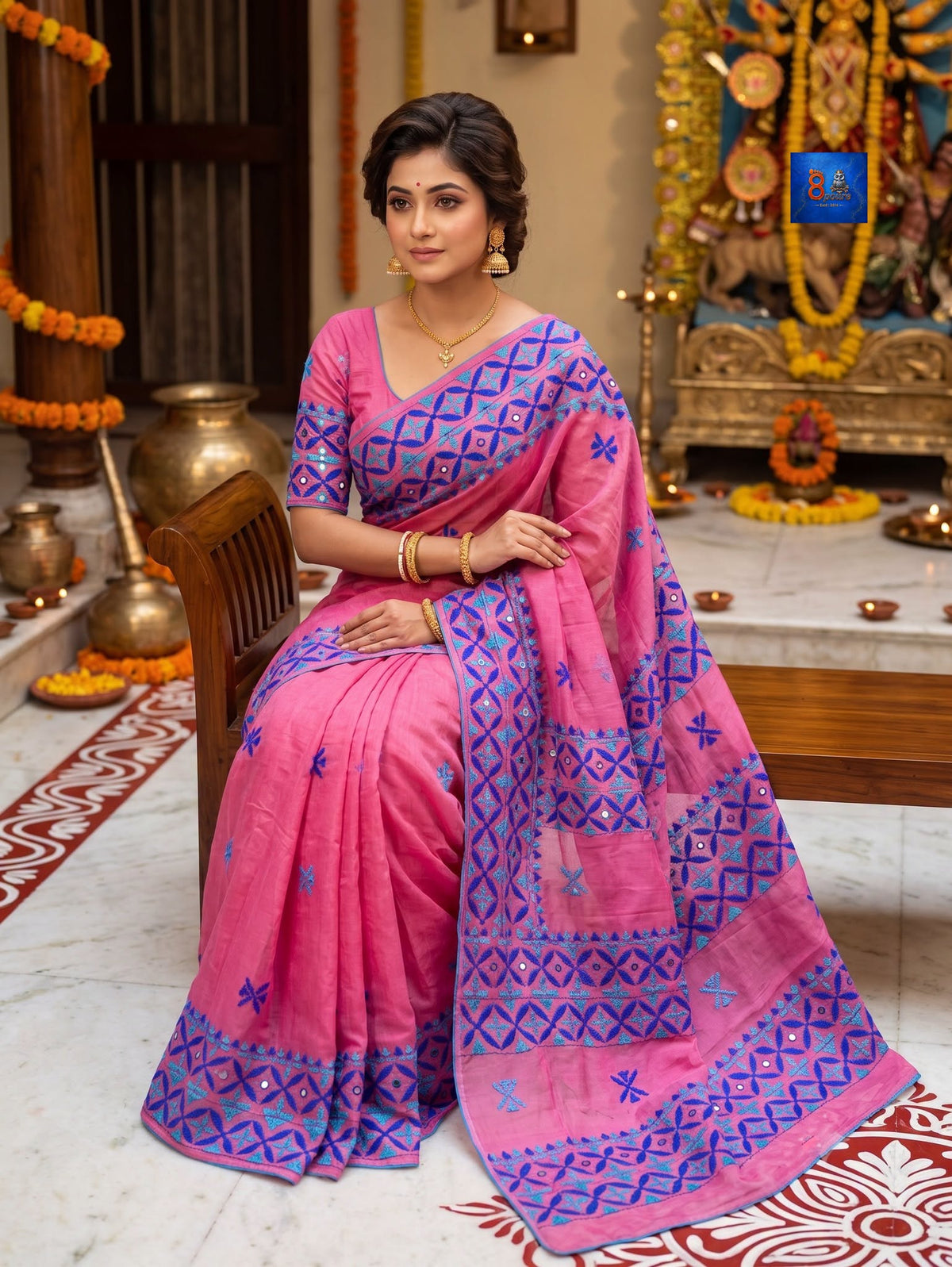 Fuliya Tussar Kathuwari Saree - Pink
