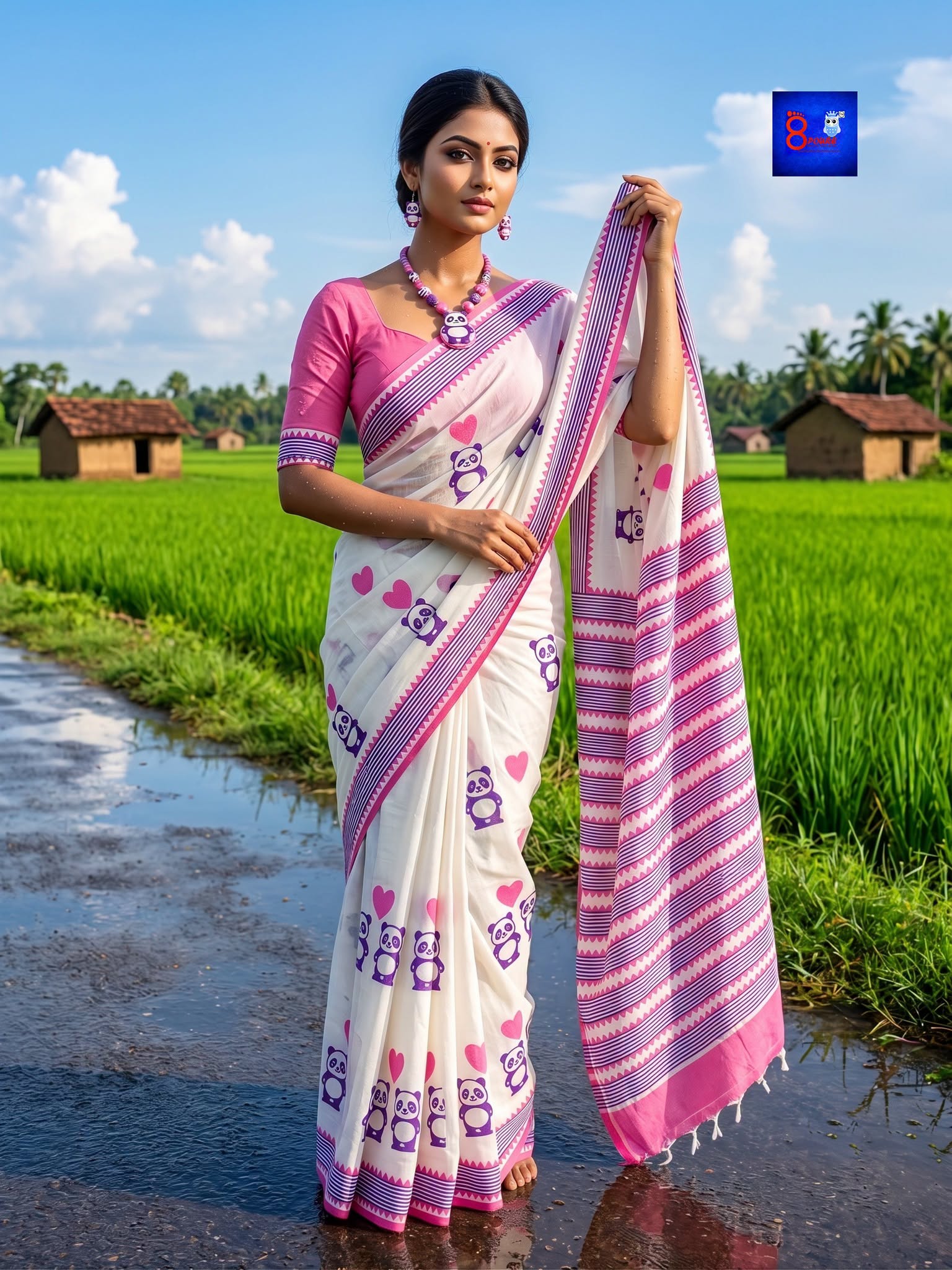 Handwoven Cotton Hand Block Printed Saree