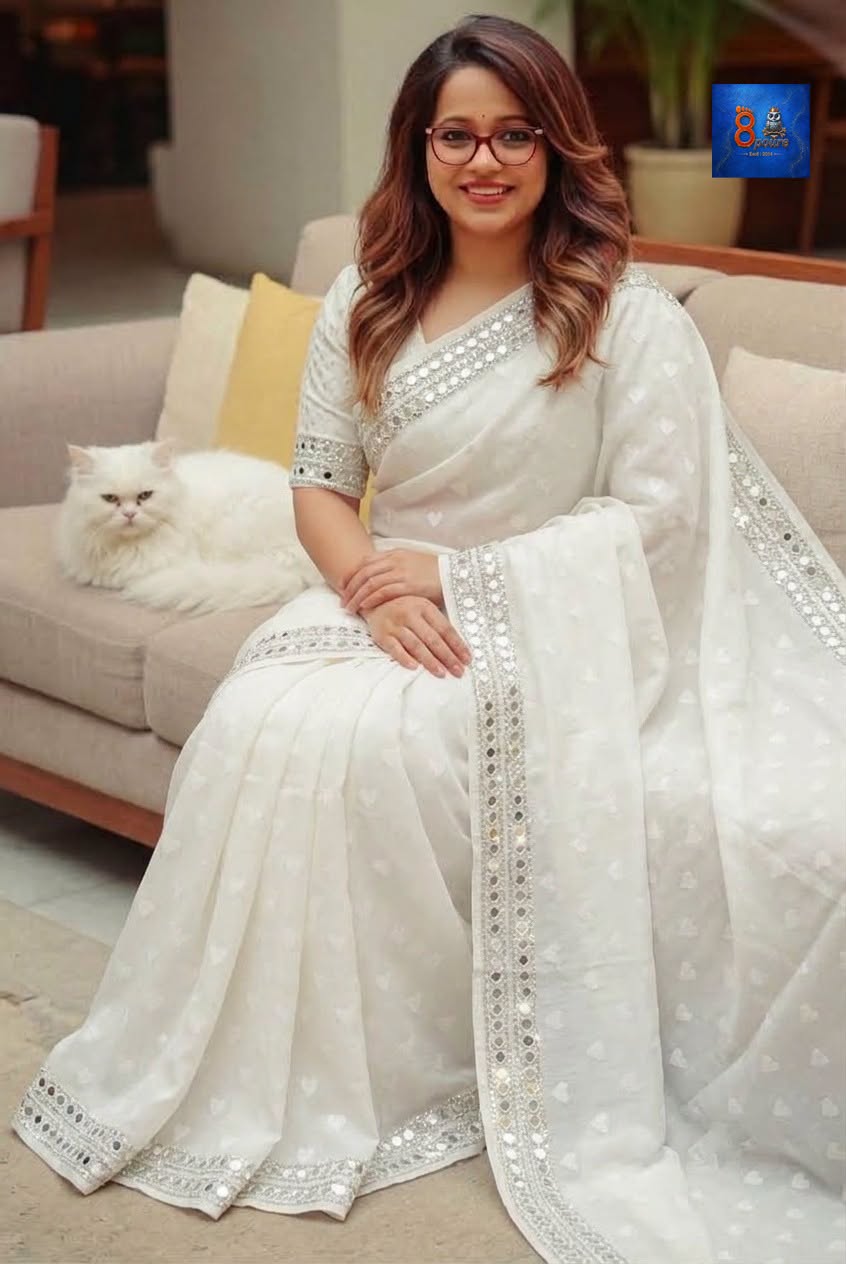 Arshi-Dani Saree - White