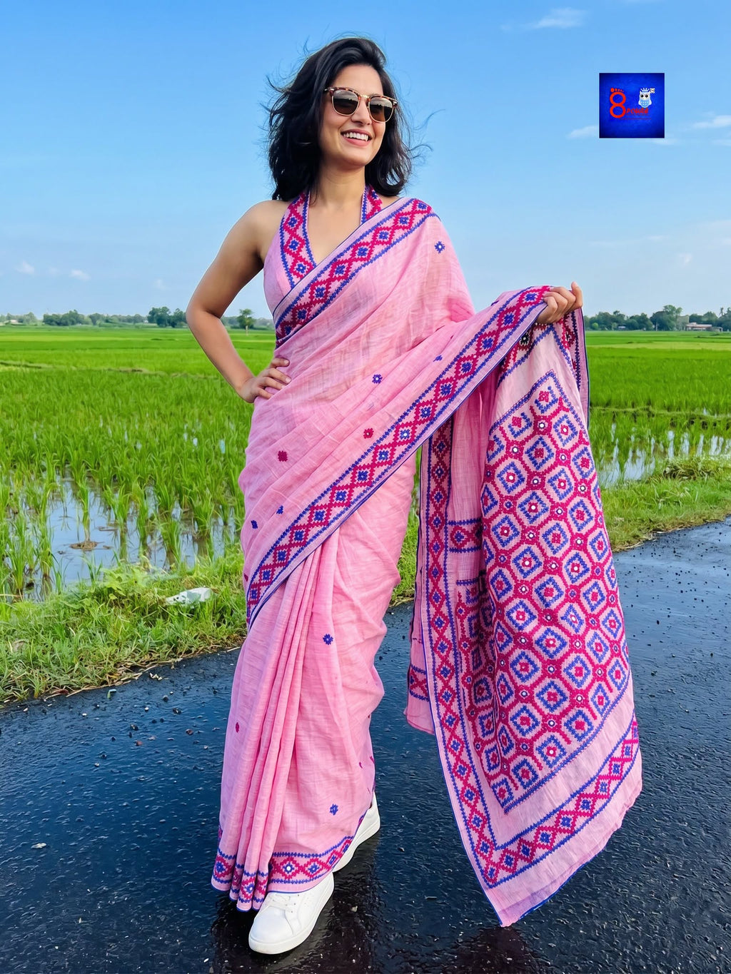 Pure Cotton Hand Kutch Embroidery Saree
