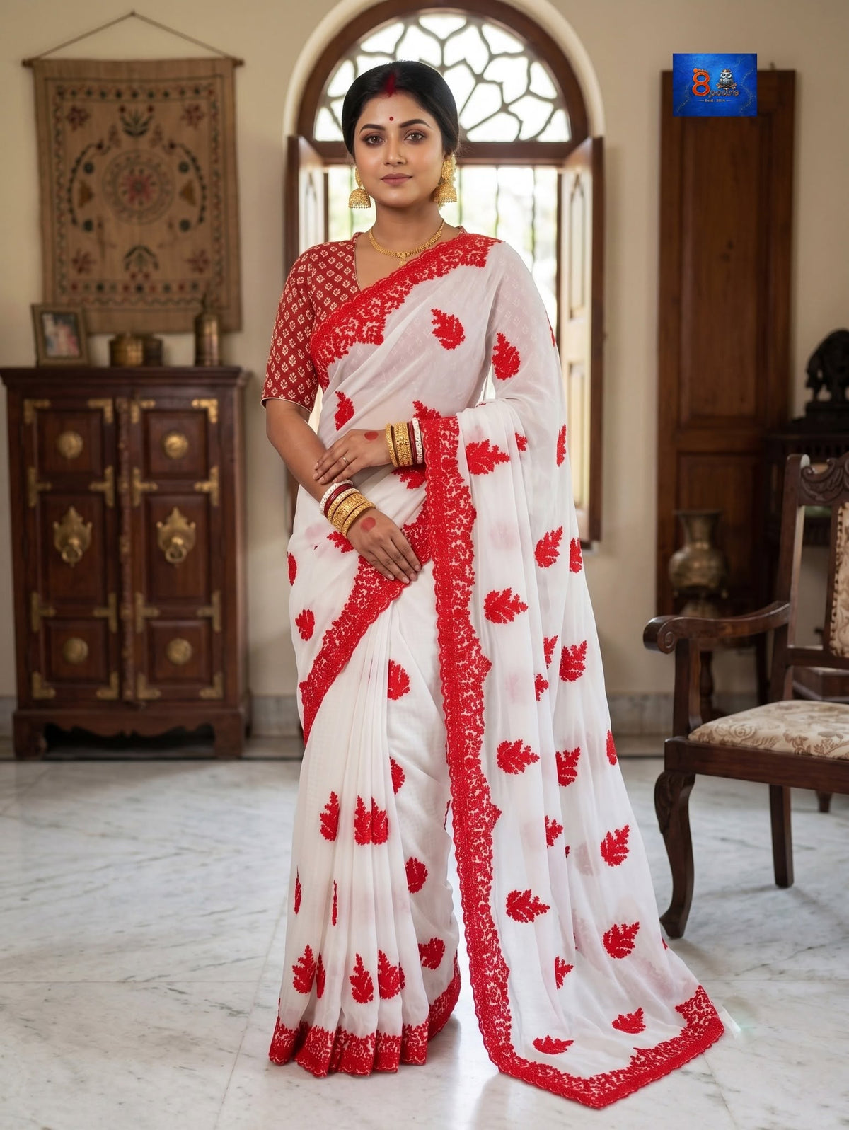 Georgette Parsi Embroidery Saree