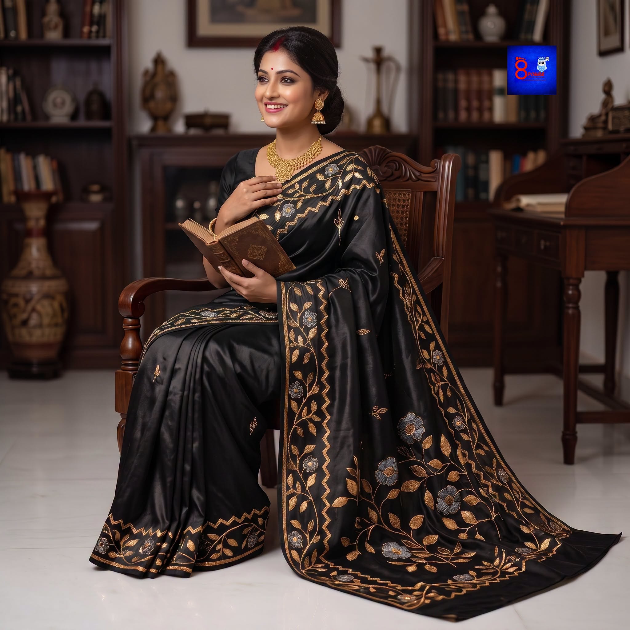 Pure Bengalore Silk Embroidered Zardousi Saree