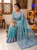 Pure Cotton Chikankari Parsi Handwork Saree