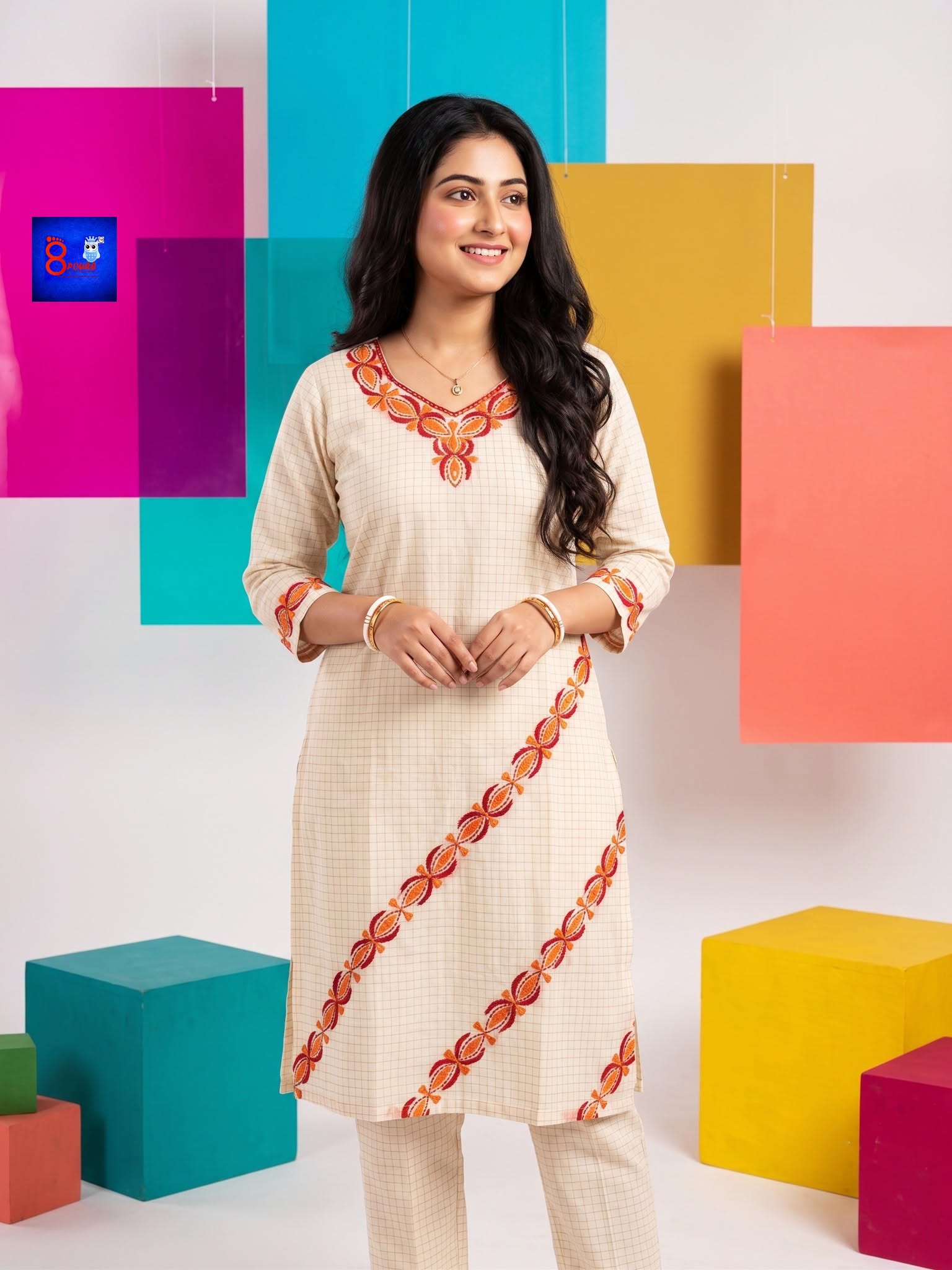 Pure Cotton Kantha Stitch Palazzo Set