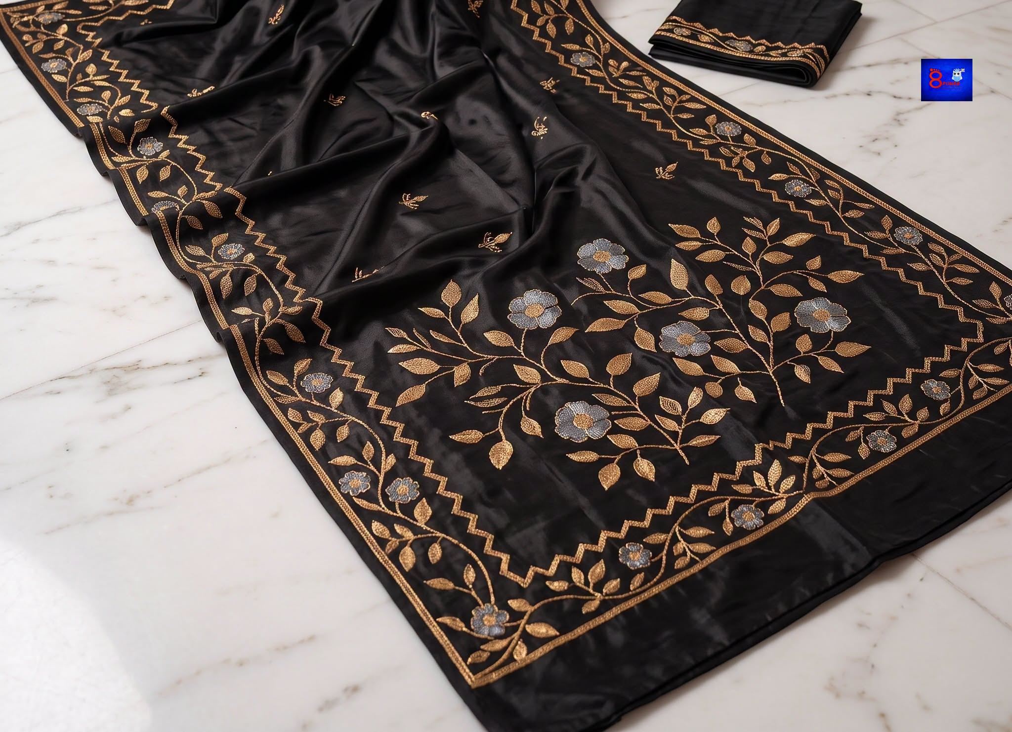 Pure Bengalore Silk Embroidered Zardousi Saree