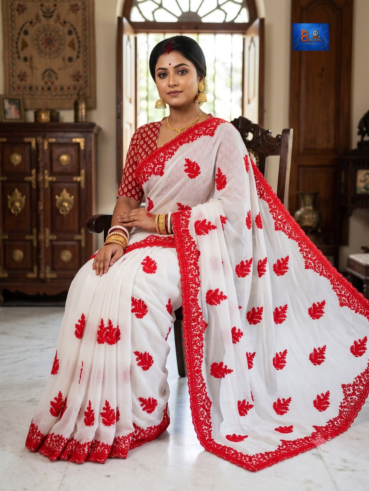 Georgette Parsi Embroidery Saree