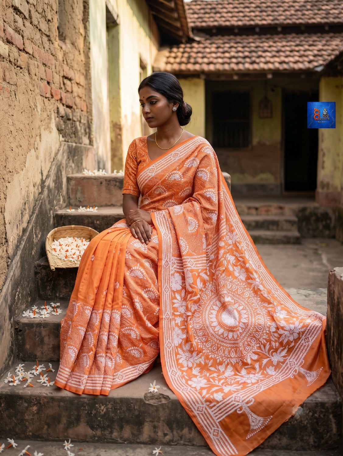 Blended Bangalore Silk Kantha Saree - Peach