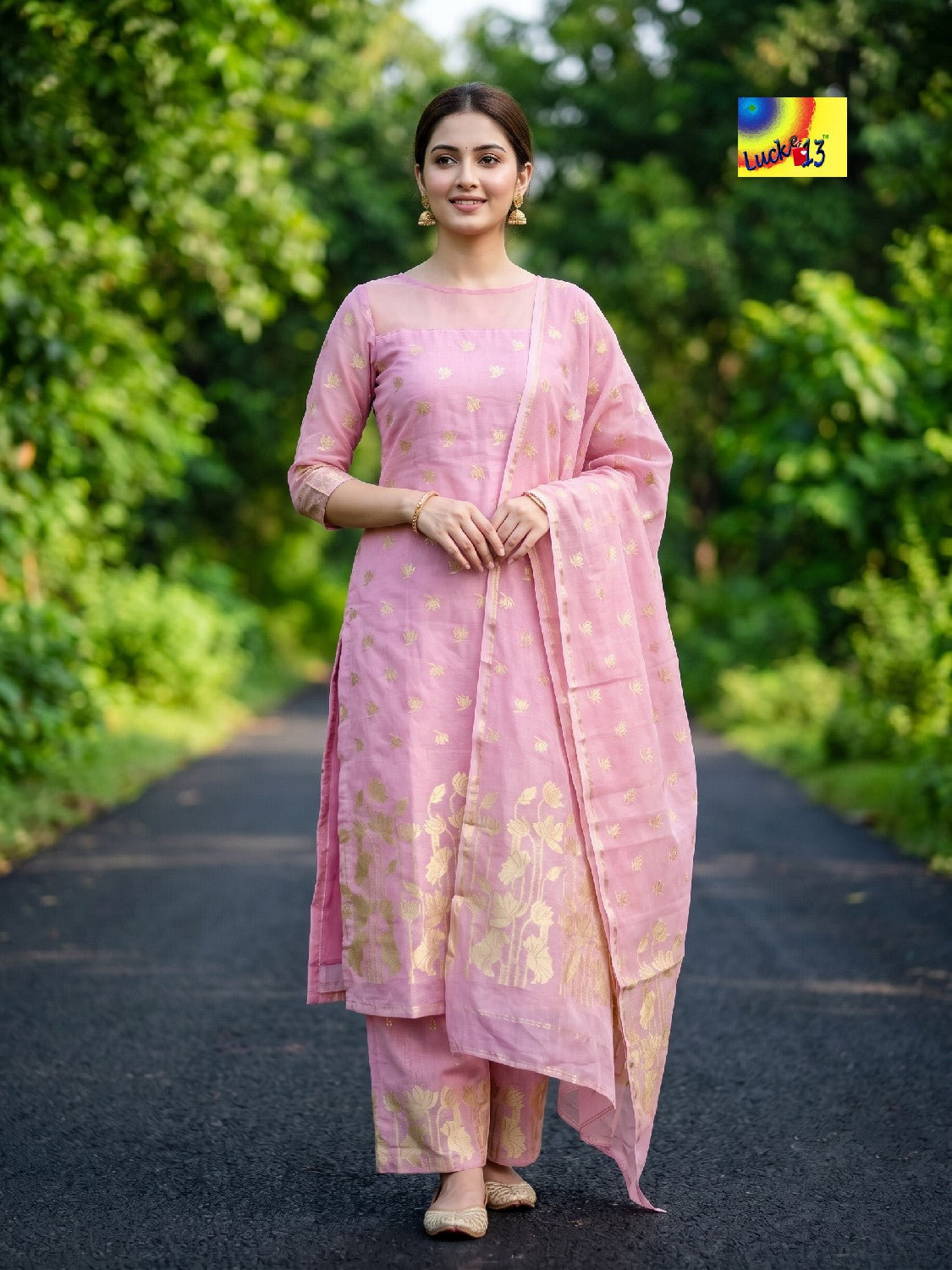 Handloom Jamdani Kurti, Dupatta & Pant Set