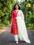 Handloom Jamdani Kurti, Dupatta & Pant Set
