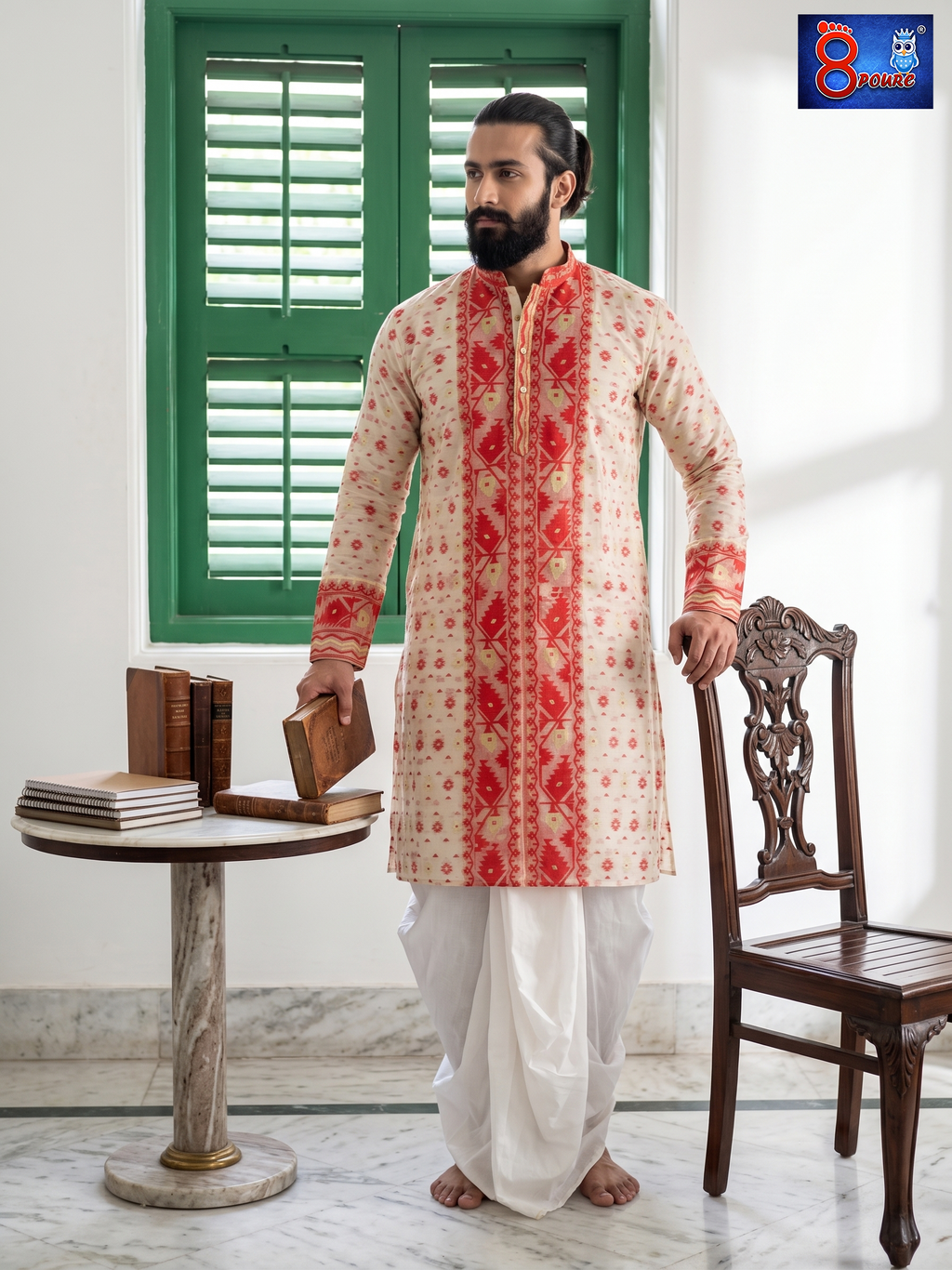 Woven Jamdani Kurta For Men