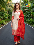 Handloom Jamdani Kurti, Dupatta & Pant Set