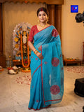 Resham Check Saree - Blue