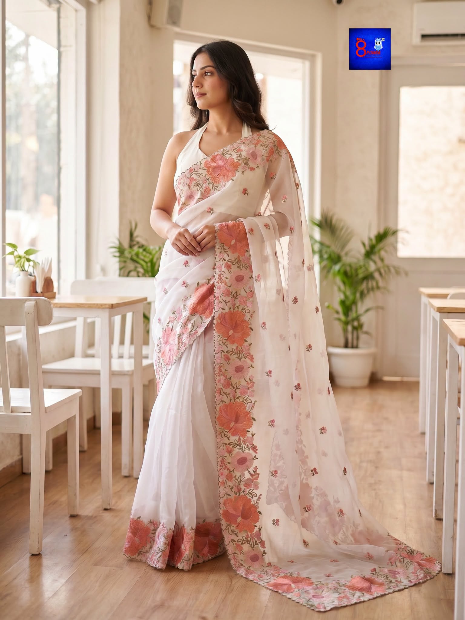 Pure Organza Parshi Embroidered Saree