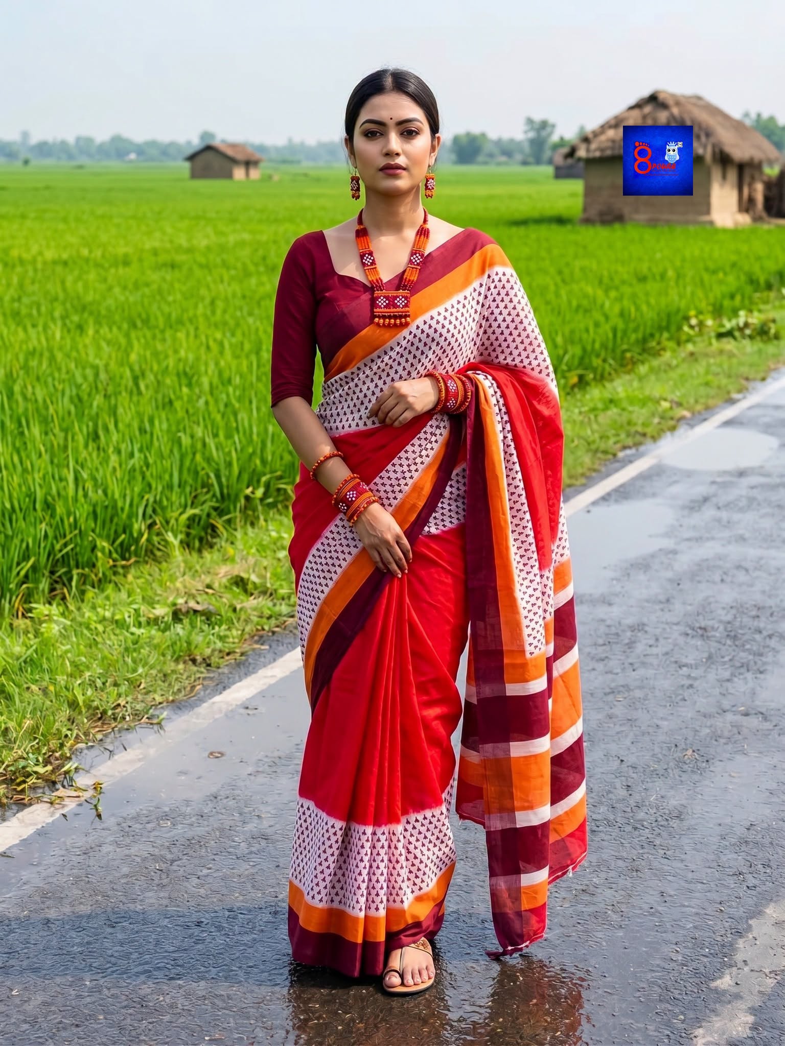 Handwoven Cotton Hand Block Printed Saree