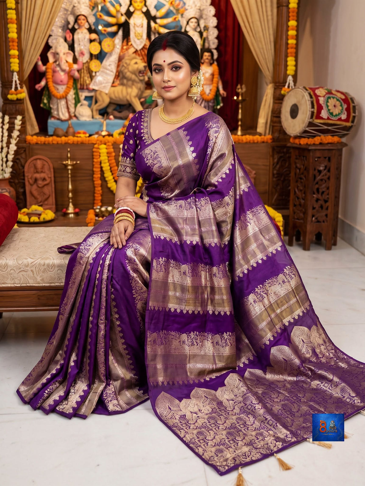 Georgette Banarasi Saree - Purple