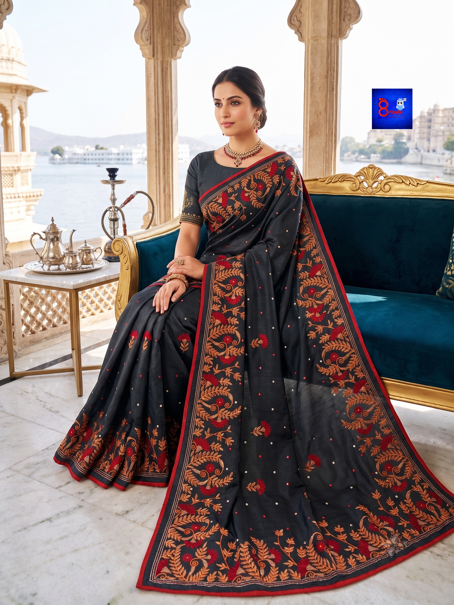 Authentic Kashmiri  Hand Embroidered Saree ( Silk Mark )