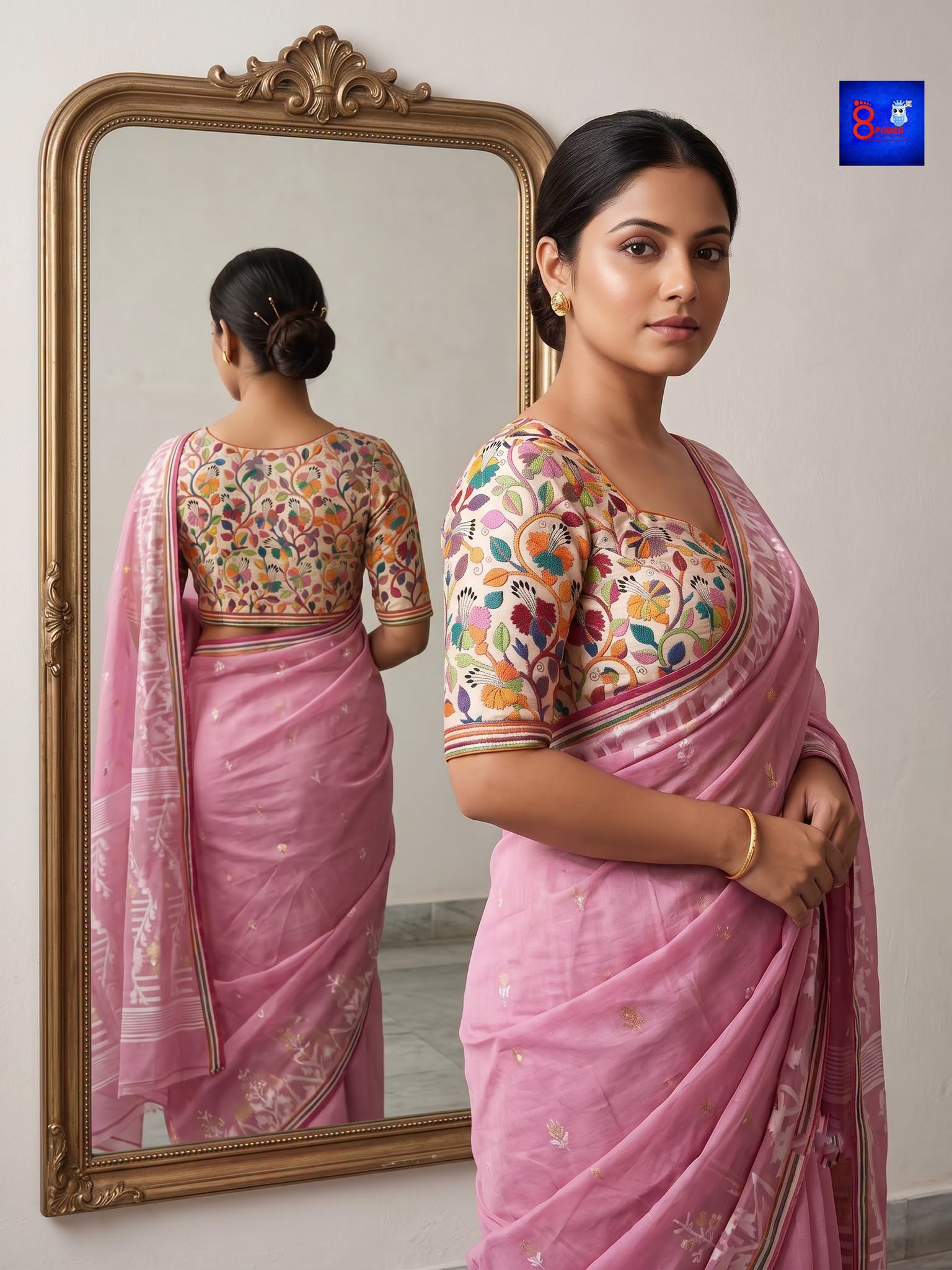 Pure Silk Kantha Stitch Blouse Piece