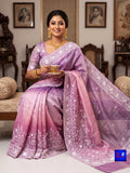 Chiffon Tissue Chikankari Parshi Embroidered Saree