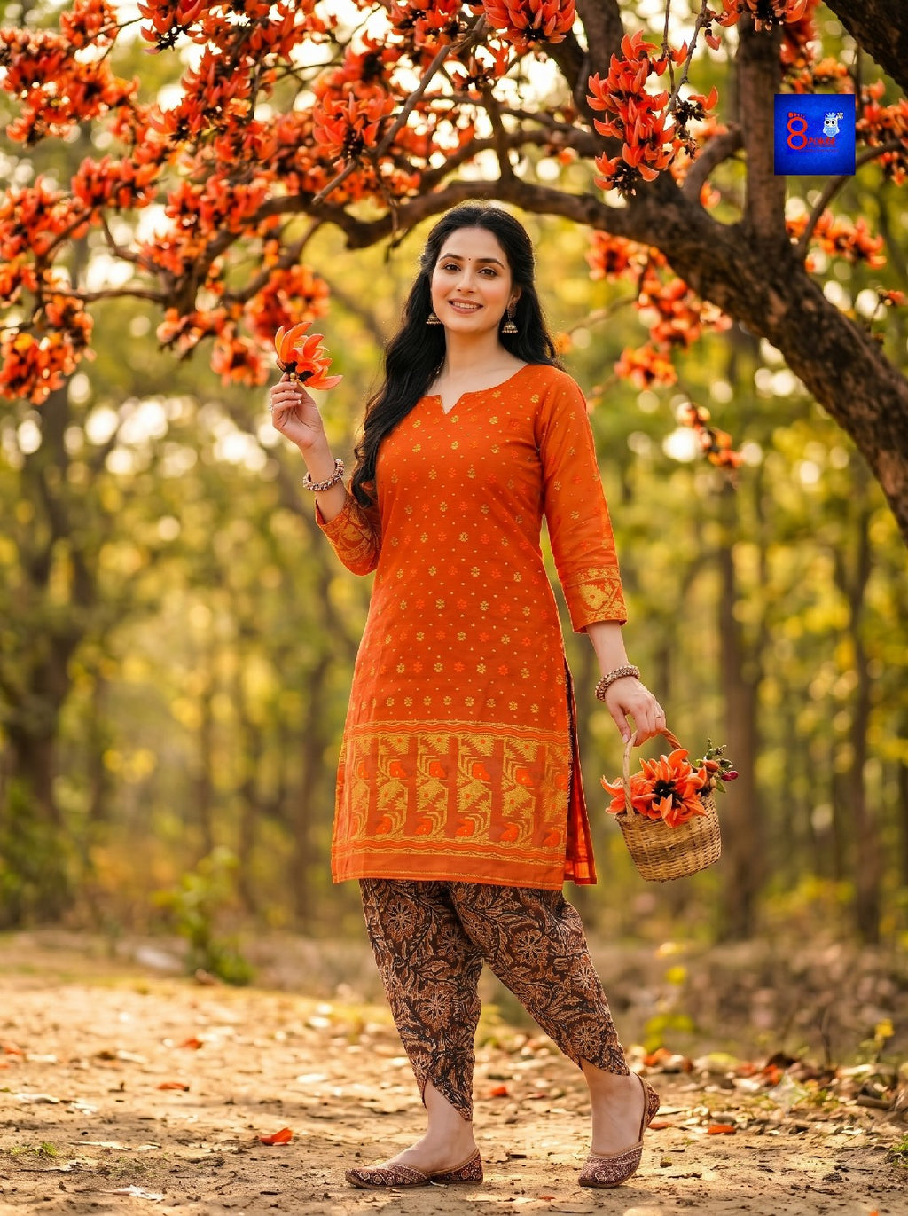 Jamdani Kurti with Kalamkari Dhoti Pant Set | JKDP02