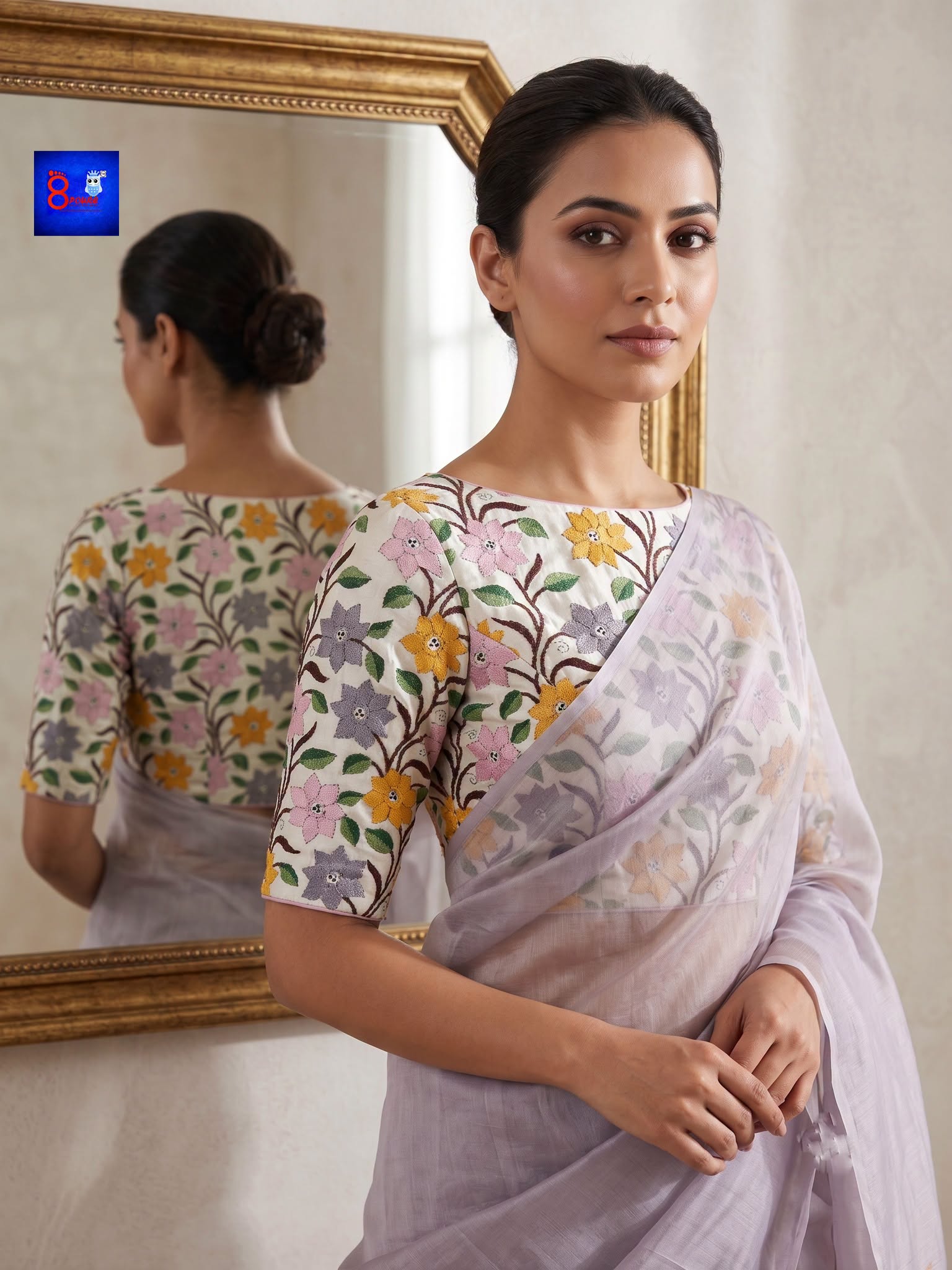 Exclusive Silk Certified Kantha Stitch Blouse Piece