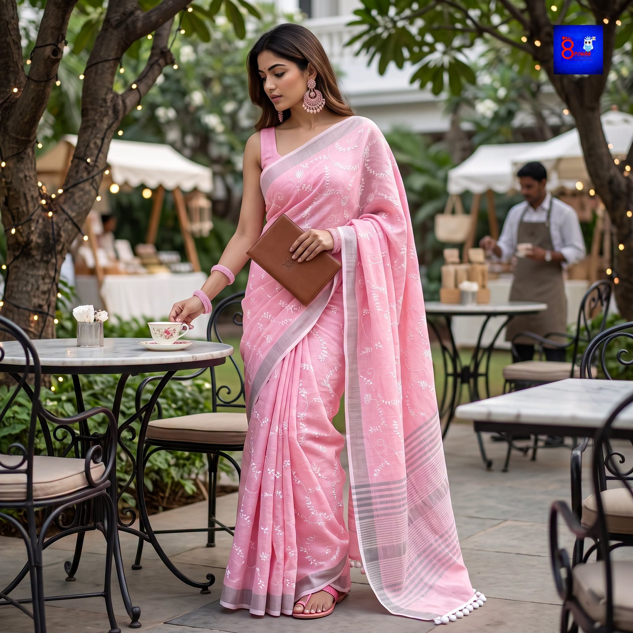 Authentic Bhagalpur Linen Chikankari Saree