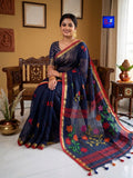 Pure Handwoven Linen Jamdani Saree