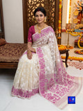 Mirror Work Jamdani Saree