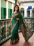 Blended Bangalore Silk Kantha Saree - Green Dual