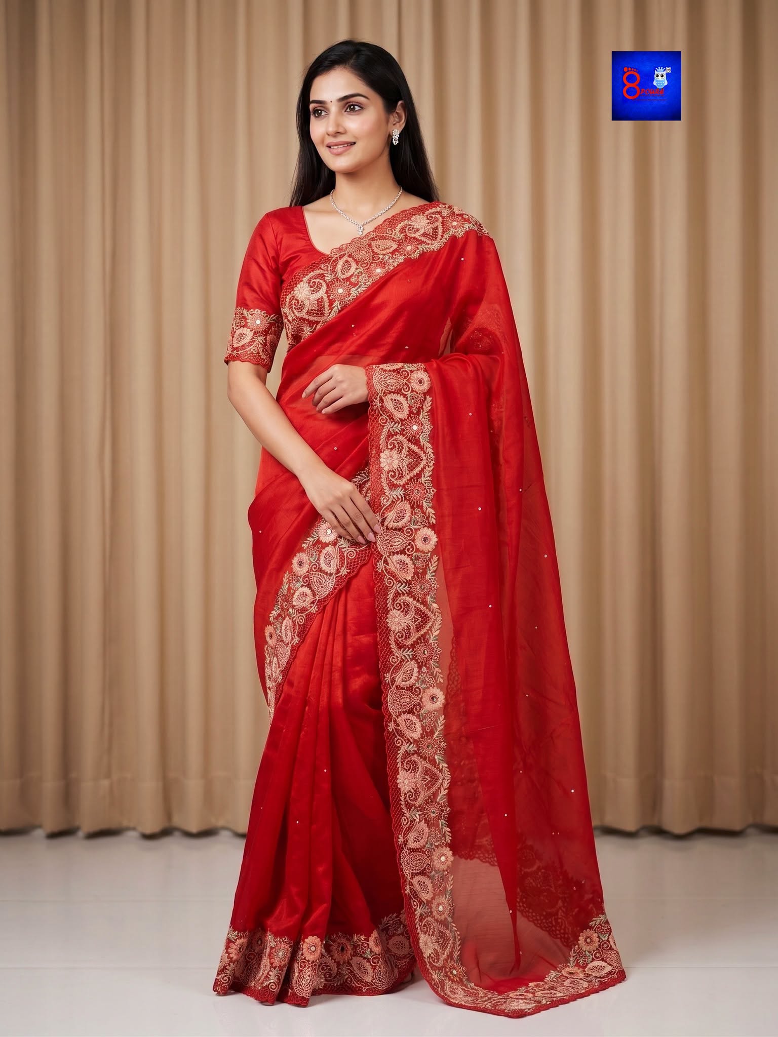 Pure Chiffon Tissue Exclusive Embroidery Saree