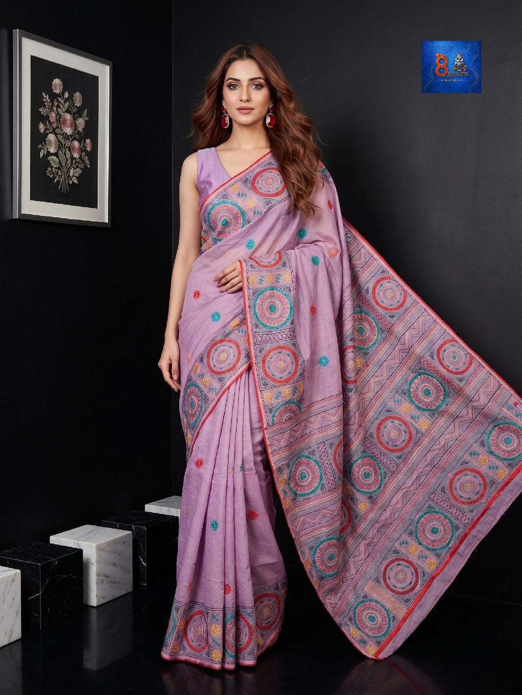 Fulia Tussare Lambani Embroidered Saree - Lavender