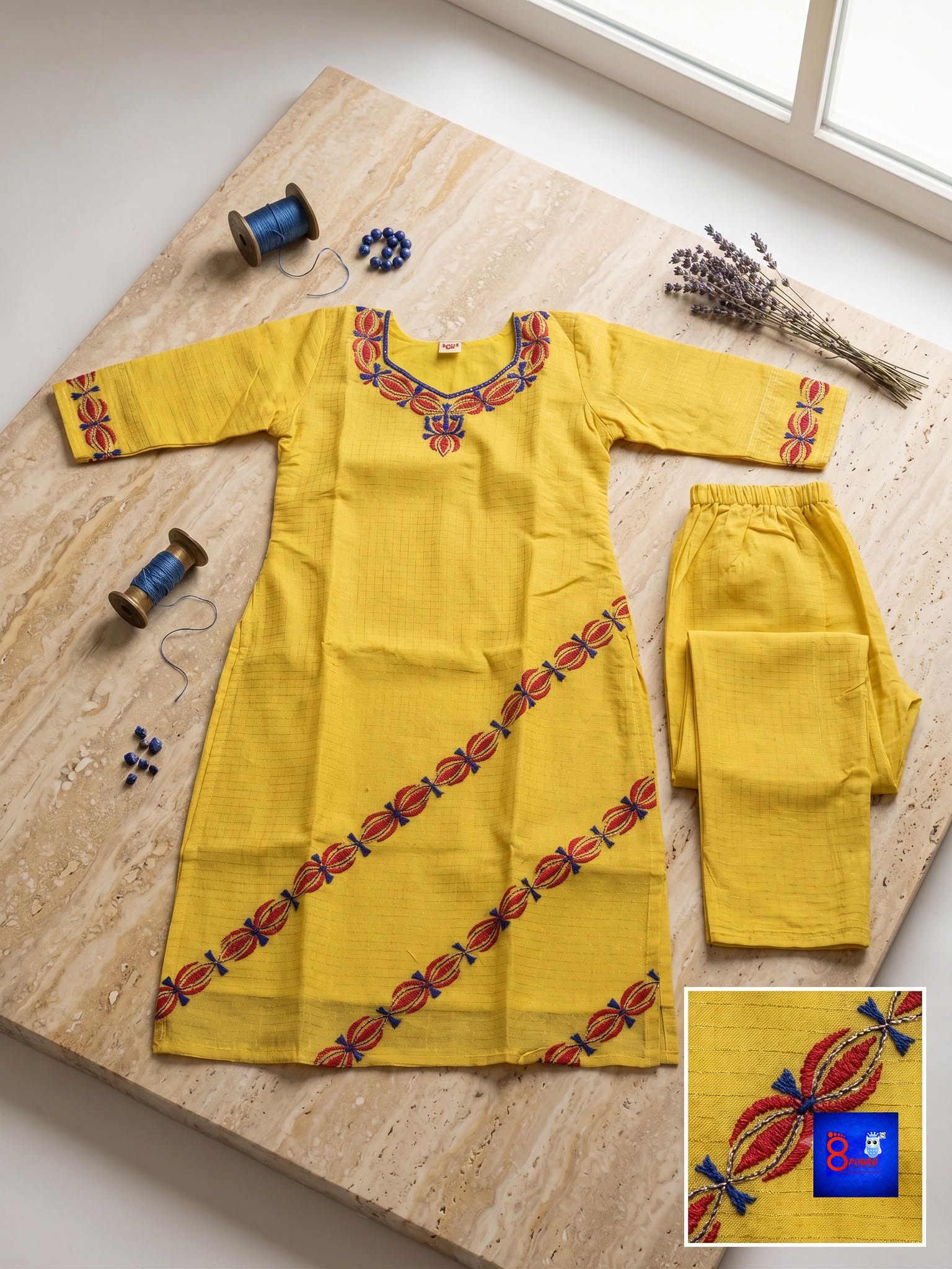 Pure Cotton Kantha Stitch Palazzo Set
