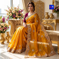 Stone Work Zardozi Tissue Georgette Saree