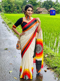 Handwoven Cotton Hand Block Printed Saree