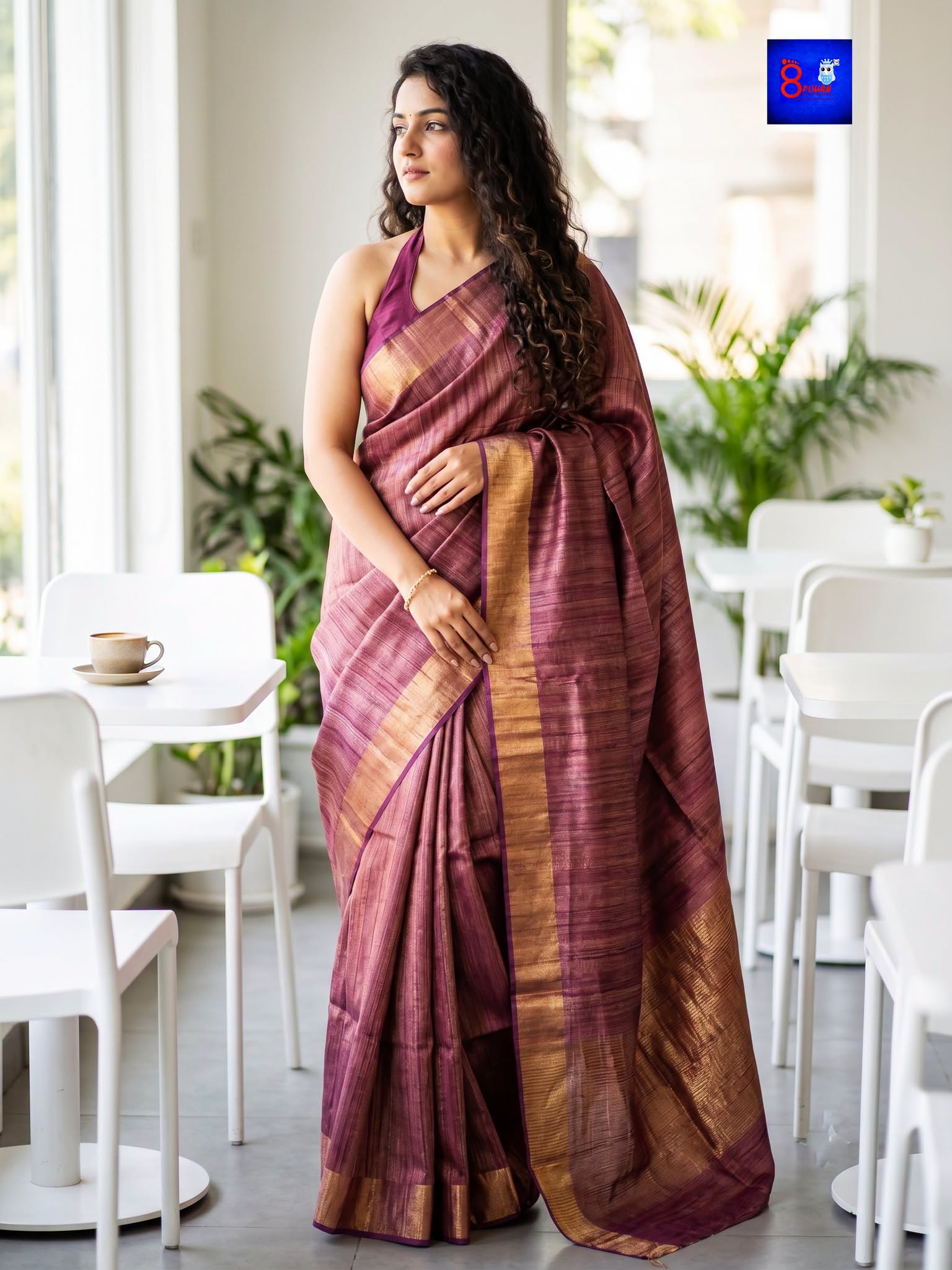Pure Tussar Saree (Silk Mark certified) - Wine Burgundy