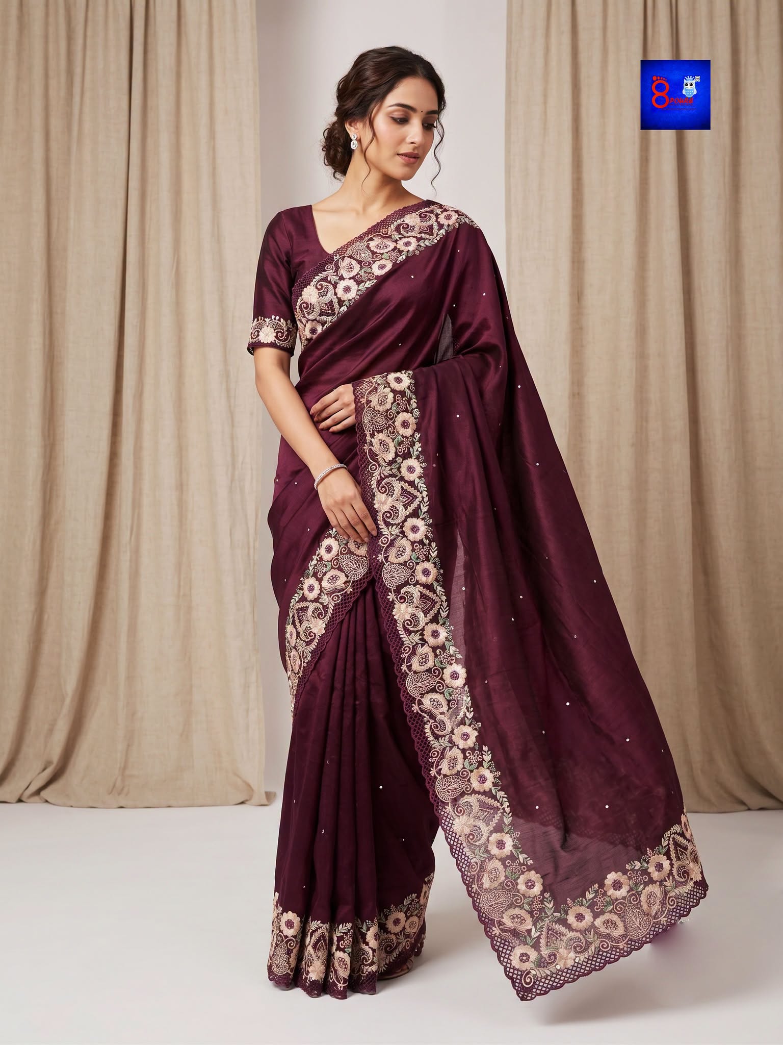 Pure Chiffon Tissue Exclusive Embroidery Saree