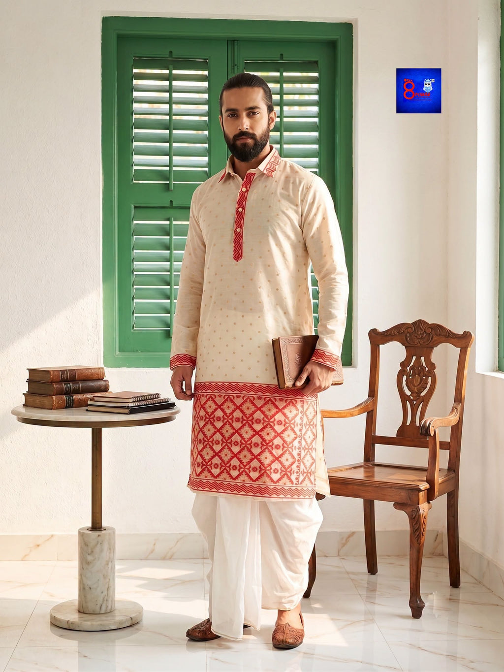 Woven Jamdani Kurta For Men