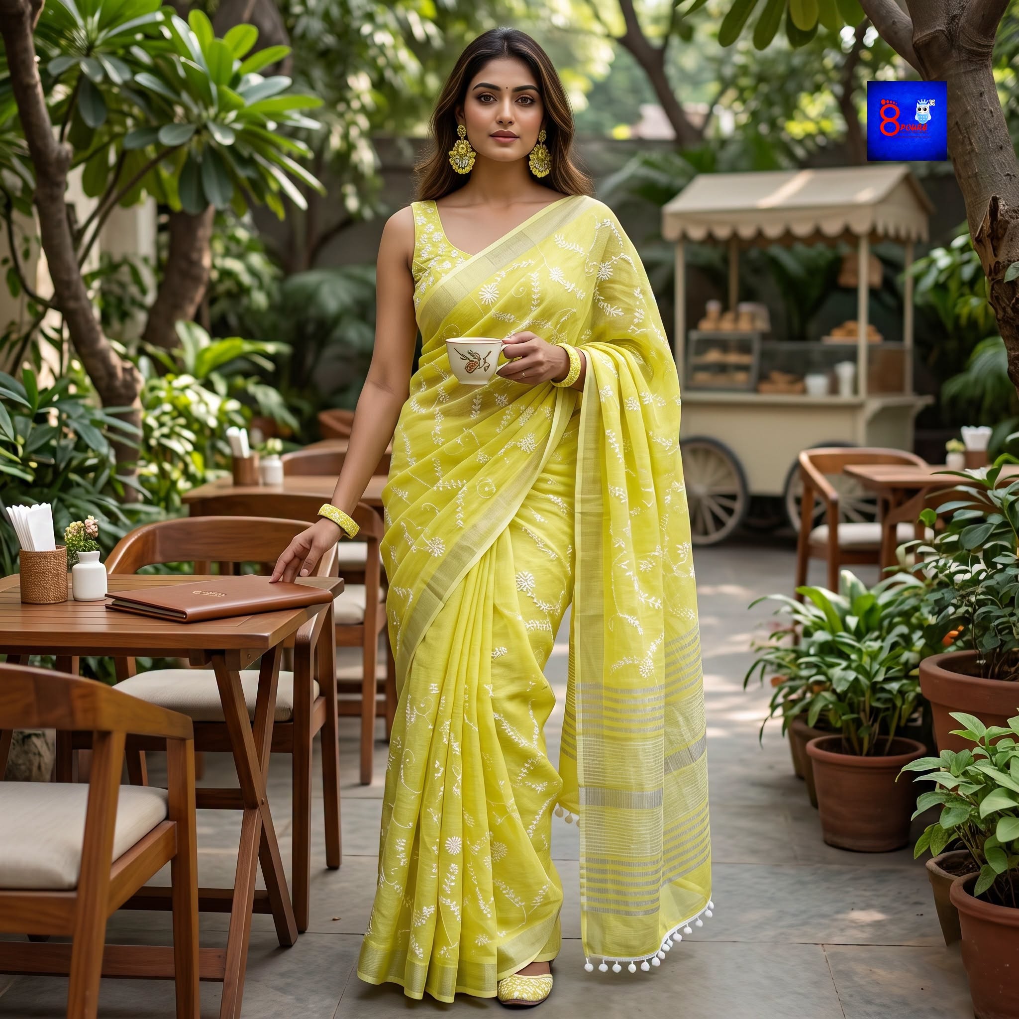 Authentic Bhagalpur Linen Chikankari Saree
